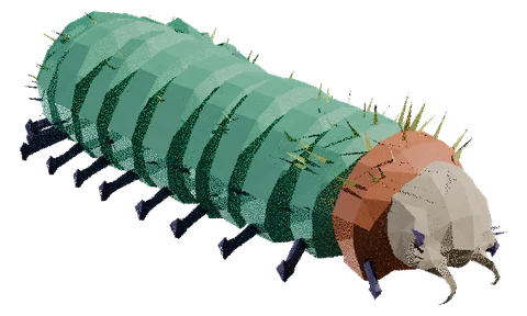 Curlipede, low-poly caterpillar, 3D render