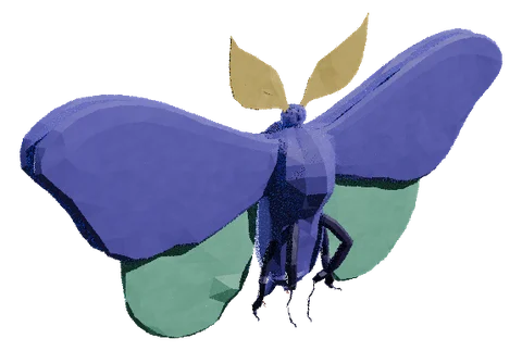 Lunaflit, low-poly luna moth, 3D render