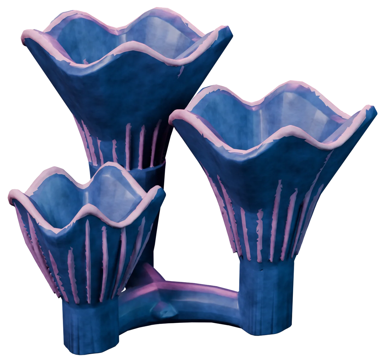 Trumpets, mushroom biome material, 3D render